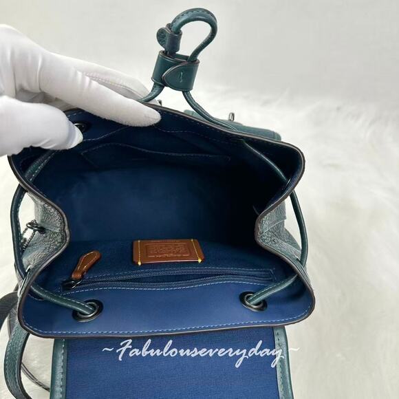 Coach Hadley Backpack In Leather Gunmetal/Dark Teal CBH09 NWT - Picture 7 of 9